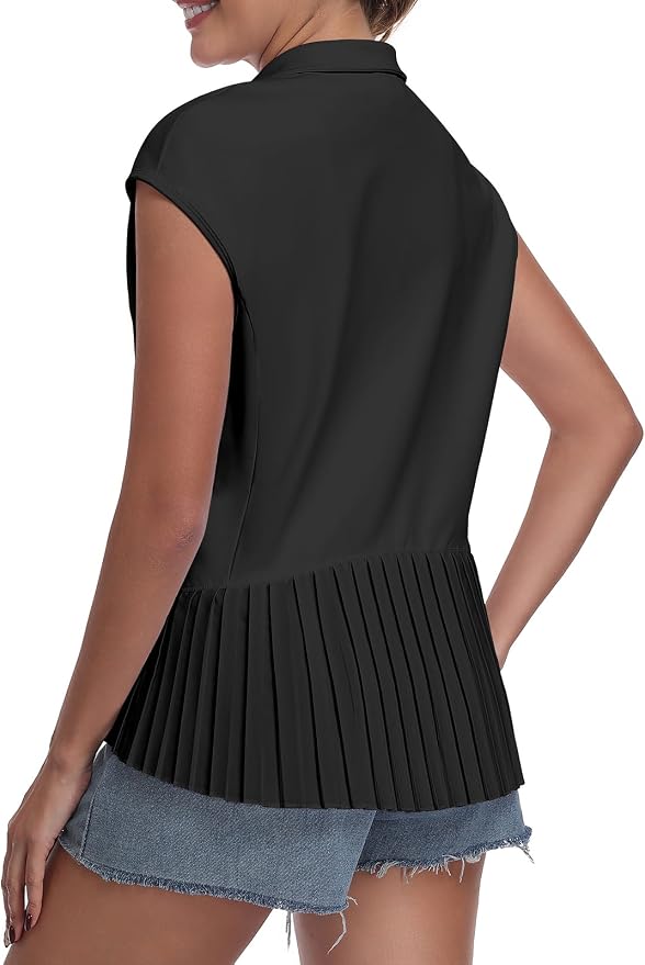 Little Donkey Andy Women's Golf Vest Outerwear | Pleated Hem Sleeveless Athletic Jacket for Running Yoga Tennis