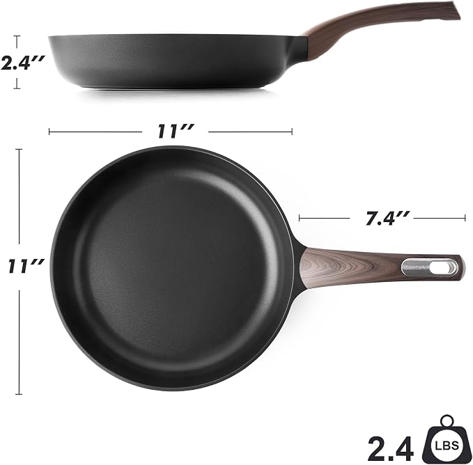 SENSARTE 11Inch Nonstick Frying Pan Skillet, PFOA/PFOS Free, Black | Non Stick Egg Pan Omelette Pans, Healthy Kitchen Cooking Chef's Pan, Induction Compatible, Stay-cool Handle