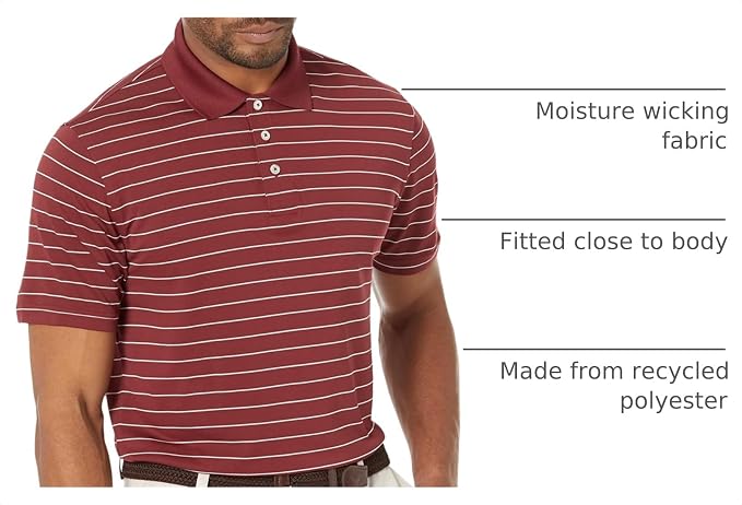 Amazon Essentials Men's Moisture Wicking Golf Polo Shirt, Short Sleeve, Slim-Fit, Quick-Dry, Active Wear