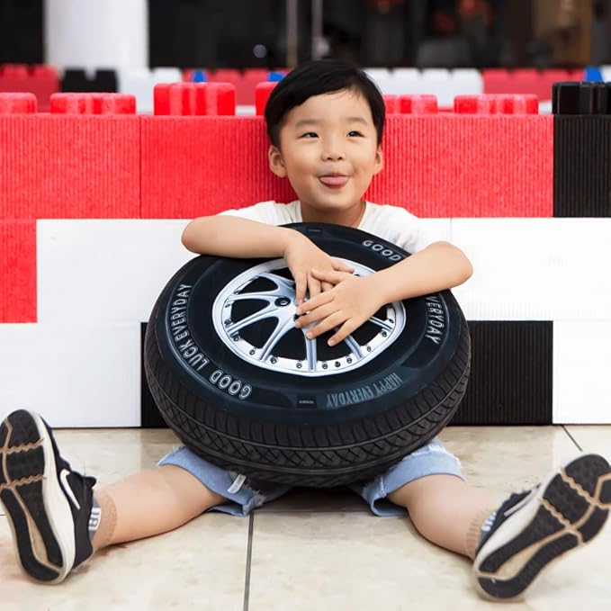 15.7 Inch Big Creative 3D Simulation Wheel Plush Pillow,Soft Car Tire Pillow Wheel Toy Outdoor Cushions for Car Owners,Clever Boy's and Girl's Room Decor