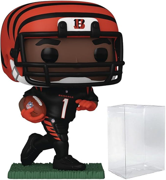 POP Football: Bengals - Ja'Marr Chase Funko Vinyl Figure (Bundled with Compatible Box Protector Case), Multicolor, 3.75 inches