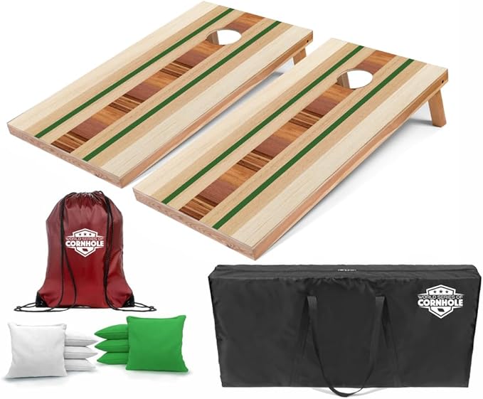 World Series of Cornhole Regulation Size Cornhole Boards - Lightweight & Durable All-Wood Construction | Backyard Bean Bag Toss Set | Outdoor Game for Tailgates & BBQs