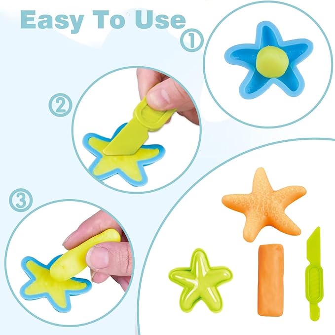 Unleash Creativity with 18 Unique Dino and 0cean Molds Dough Toys Dough Accessories Set Whit 10 .Ideal as a Gift for Kids Aged 3-4-8 Years