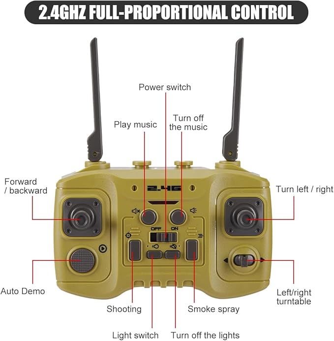 RC Tank That Shoots for Kids Adults, 2.4G Remote Control Army Tank Toys with Auto Demo Sound Light Smoke, 13 Channel Military Vehicles Model Gift for Boys, Army Beige