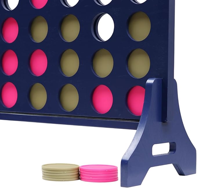 Tailgating Pros Premium Navy Giant Four in a Row with Carrying Case - Jumbo Oversized Outdoor Yard Game - Connect Multiple Pucks in a Row to Win - Many Puck Colors Available!