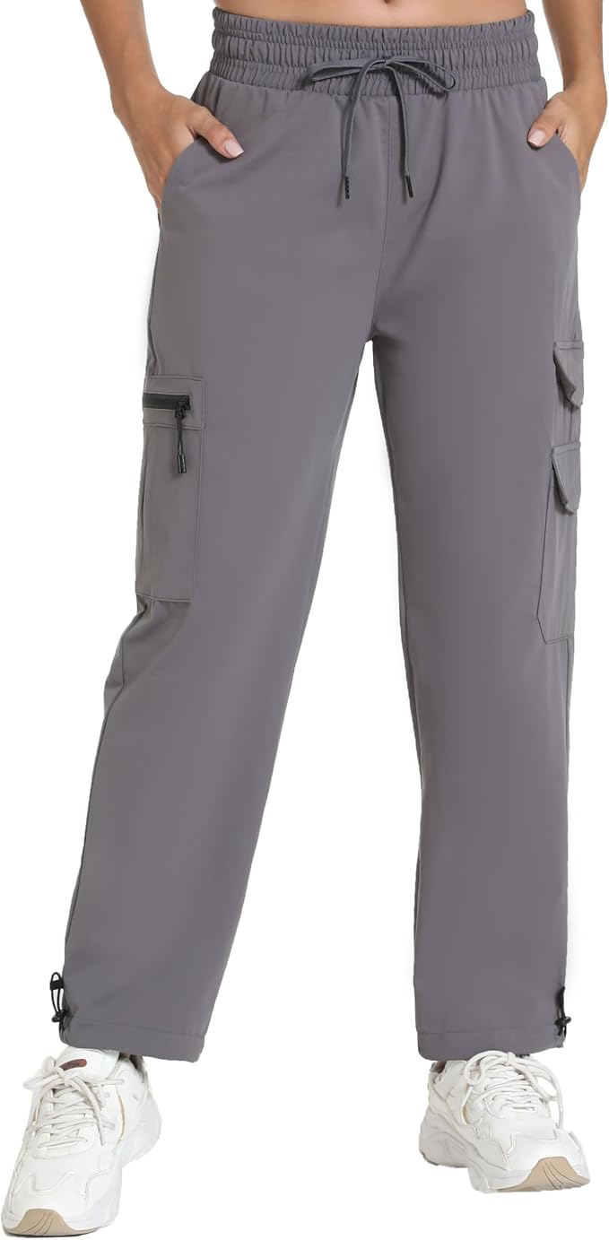 Rrosseyz Women's Hiking Pants with Pockets - Lightweight Water Resistant Joggers Cargo Pants for Casual Travel Golf Outdoor