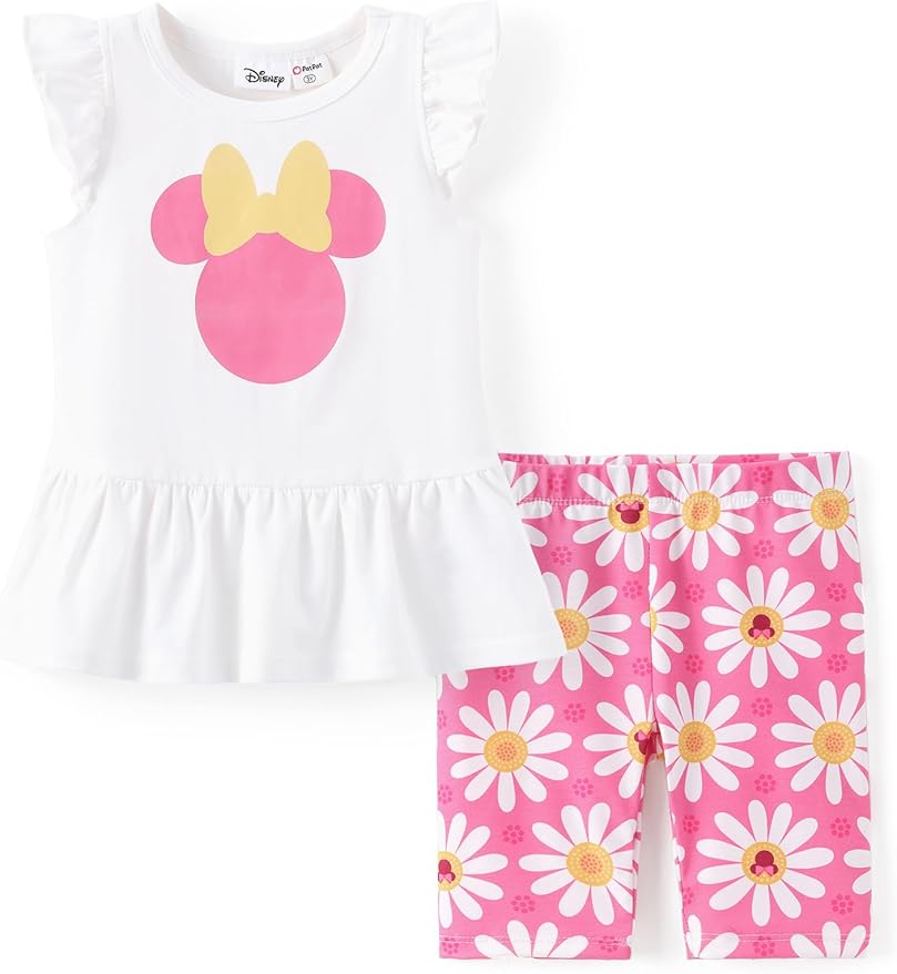 Disney Minnie Mouse Frozen Princess Marvel Toddler Girls Clothes Long Sleeve Sweatshirt + Leggings 2pcs Outfits Set 2-6Y