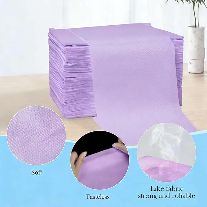 100Pcs Disposable Bed Sheets 31.5"x71"Massage Table Sheets Non-Woven Fabric Bed Covers for Ultimate Hygiene and Comfort in Massage,Tattoo, Beauty and Spa Treatments, Breathable & Durable Sheets(Purple