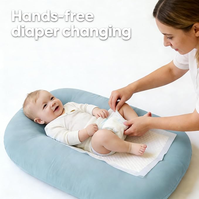 Baby Lounger 0-24 Months 100% Cotton-Snuggle Cozy Me Lounger,Soft & Breathable Baby Lounger for Newborn Play Mat,Infant Babies Essentials Gifts,Blue(Lounger Cover Included)