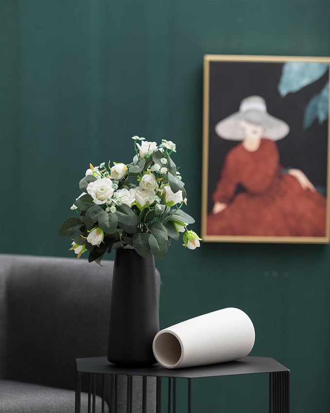 Simple Boho Ceramic Flower Vase for Home Decor (Matte Black,Super Big) | 10'' Modern Vase for Flower Plant Pampas Grass, Fit for Table Shelf Centerpieces, Living Room Kitchen Bedroom Wedding Gift