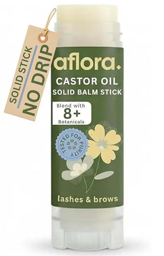 Castor Oil No Drip Serum for Lashes & Brows – Aflora Botanical Blend Balm Stick – Fuller, Longer, Healthier-Looking Hair – Mess-Free – Hydrating & Strengthening – Purity Tested