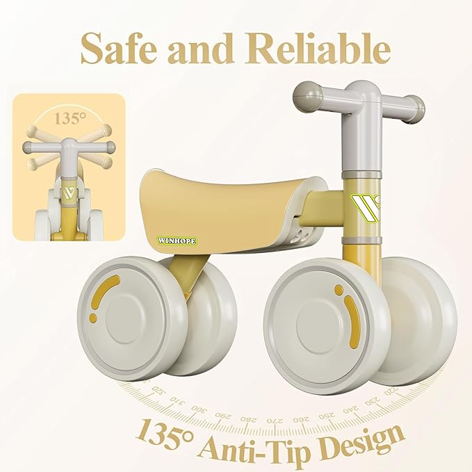 WinHope Baby Balance Bike for 1 Year Old Boys Girls,12-36 Month Toddler Balance Bike with 4 Wheels,Toddler First Bike,Girls First Birthday Gifts