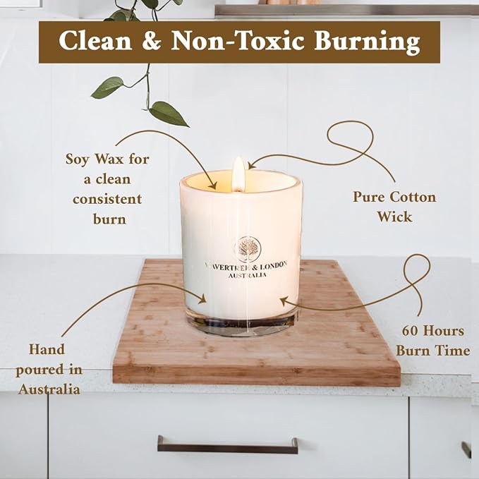 Wavertree & London Organic Havana Scent Soy Wax Candle | Non Toxic 100% Cotton Wick Triple Scented Pure Natural Soy Wax Candles, Hand Poured in Australia | 60 Hours Burning Time, 11.66 Oz