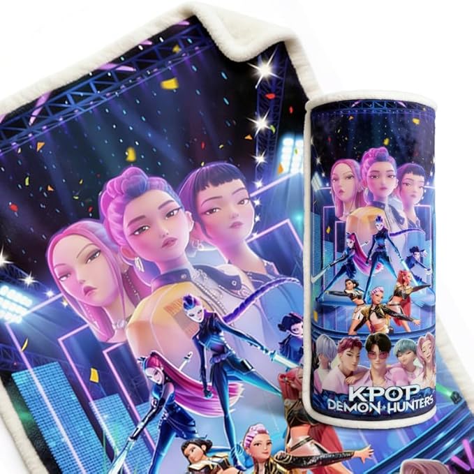 COMOR Demon Movie Hunters Blanket for Kids Fans-Demon Movie Hunters Blankets for All Seasons Throw Bedding Sofa and Travel Reserve Air Conditioning