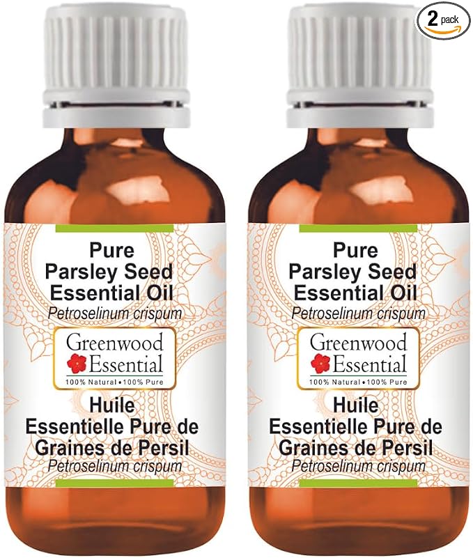 Greenwood Essential Pure Parsley Seed Essential Oil (Petroselinum crispum) Steam Distilled (Pack of Two) 100ml X 2 (6.76 oz)
