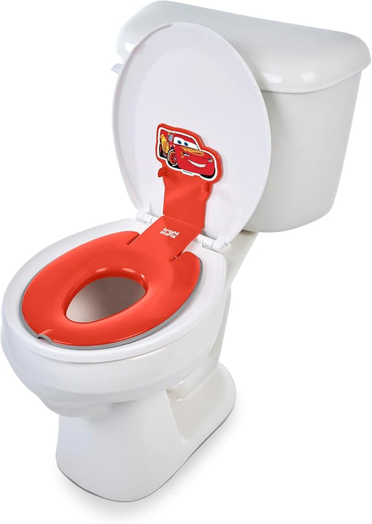 Bright Starts Disney Baby Cars Lightning McQueen Flip & Sit Potty Training Seat, Attaches to Toilet Securely, Space Saving Design Fits Most Toilets, Easy to Clean