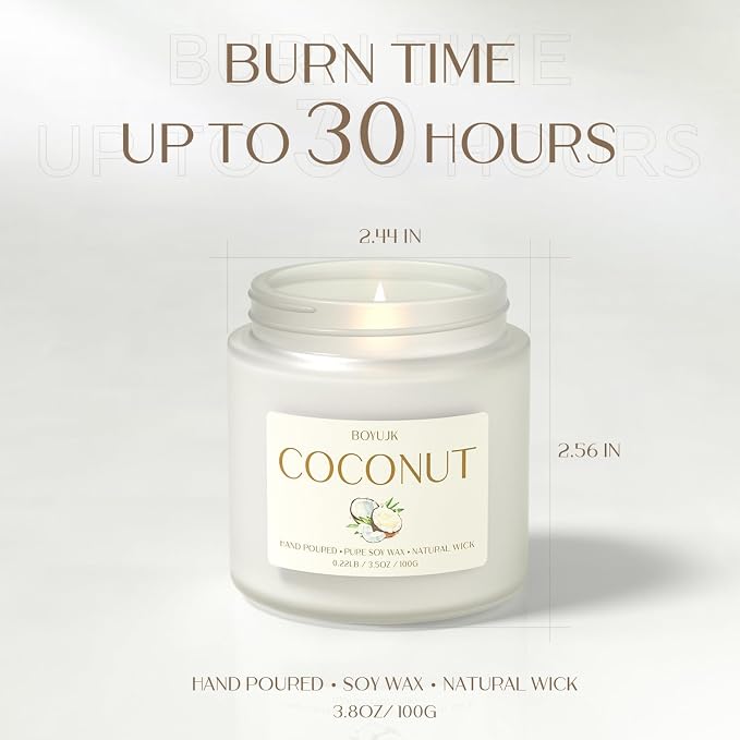 Scented Candles, BOYUJK Coconut Candles for Home Scented, Coconut Candle Set for Stress Relief and Promote Sleep, Candle Gifts for Women and Men