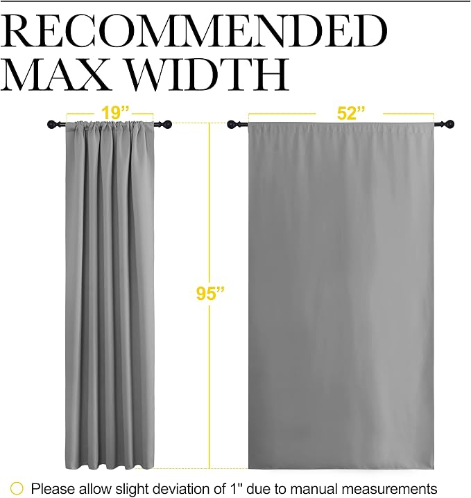 NICETOWN Living Room Curtains for Window - Energy Efficient & Noise Reducing Thermal Insulated Rod Pocket Blackout Drapes/Draperies for Living Room (Silver Grey, 2 Panels, W52 inches x L95 inches)