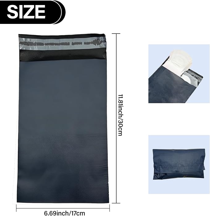 Sanitary Napkin Disposal Bags Set of 100PCS, Self-Sealing Privacy Bags for Sanitary Napkins, Tampons, Pads, Odor-Blocking, Leak-Proof, Opaque Design (Gray)