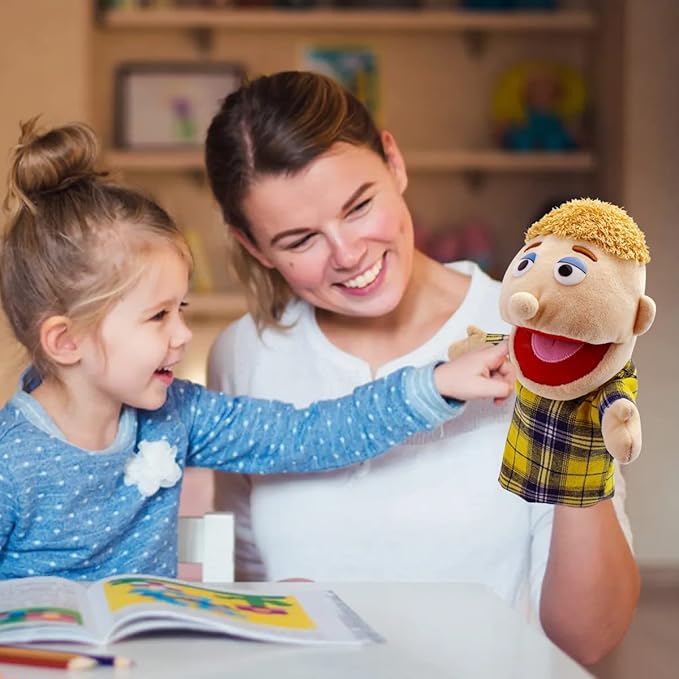 Family Hand Puppets,Puppets for Kids Role Paly Family Members 13.4 INCH Multi-Ethnic Puppets Plush Soft Hand Puppets Family Puppets Story Toys, Puppets for Girls Boys Finger Puppets Puppet Set Gifts