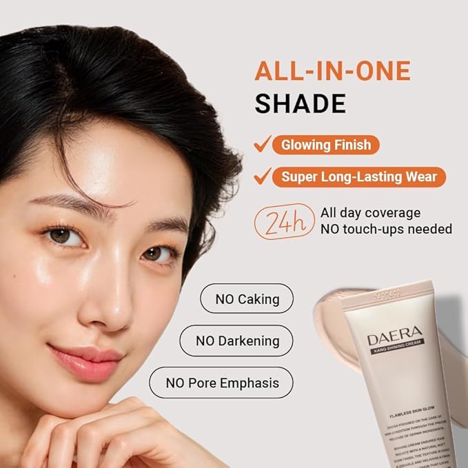 DAERA Kang Shining Korean BB cream, 5-in-1 Self Adjusting BB Tinted Moisturizer Cream (1 Color, Neutral), Glowing Skin Natural Makeup, Buildable Coverage, Lightweight, 0.13 Fl Oz,1 Pack