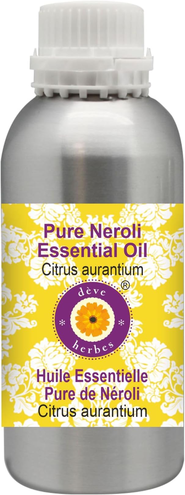 Deve Herbes Pure Neroli Essential Oil (Citrus aurantium) Steam Distilled 300ml (10 oz)