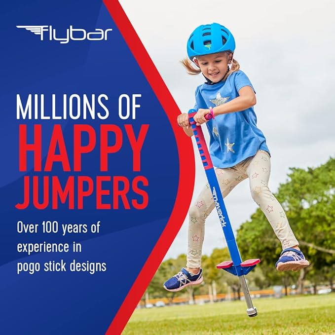 Flybar Maverick Foam Pogo Stick for Kids Age 5 and Up, 40 to 80 Pounds, Pogo Stick for Boys and Girls (Red/Blue)
