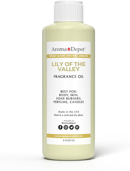 Aroma Depot 8 oz / 8 Ounce Lily of the Valley Perfume/Body Oil Our Interpretation, Premium Quality Uncut Fragrance Oil Soap, Candle Making & Incense