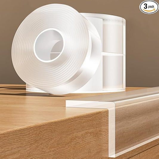 3Pack Baby Proofing Edge Protector for Baby,1.57in x 9.84ft,Clear Edge Protector Strip Sharp Edge Wrap Cover Tape,Corner Bumpers for Furniture,Crib Rail Covers for Teething