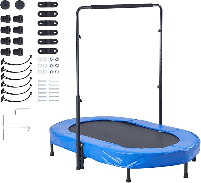 VEVOR 5FT Trampoline 50"/55"/56 * 35" for Indoor/Outdoor use for Toddlers, Foldable Mini Baby with Foam Handle, Recreational Birthday Gift