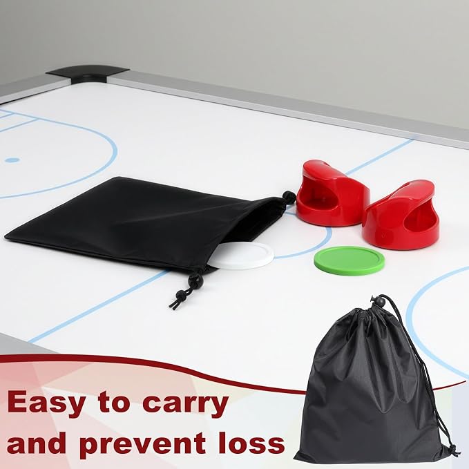 Coopay Air Hockey Pucks and Paddles - 2 Hockey Pushers & 4 Large Hockey Pucks with Nylon Storage Bag, Great Goal Handles Pushers Replacement Accessories for Game Tables
