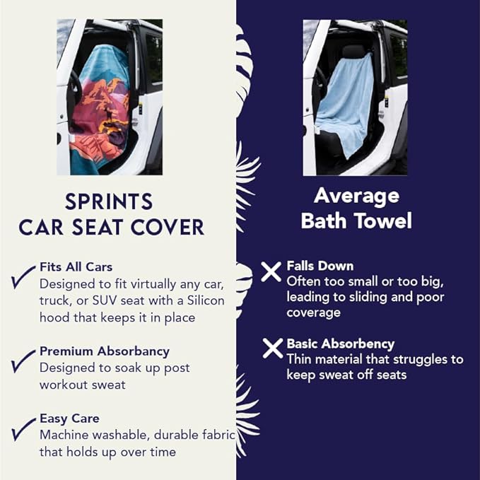 Sprints Athletic Running Towel, Full-Sized, Car Seat Cover - Performance Microfiber (Bohemian Nomad Noises)
