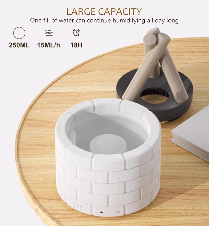 250ml Ultrasonic Fireplace Firewood Flame Fire Bonfire Aroma Diffuser Humidifier, Fake Fireplace Wood Campfire Nightlight Aromatherapy Oil Diffusers, Fall Winter Diffuser for Home Large Room Office
