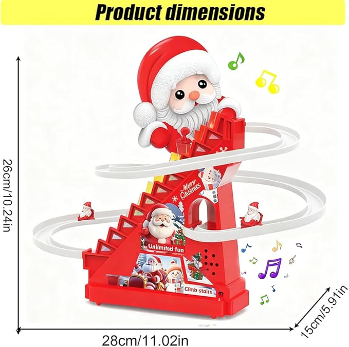 Santa Climbing Toy Set Electric Light Slide Climbing Toys for Automatic Stairs,Playful Santa Race Game Christmas Roller Climbing Toys with LED Light and Music for Toddlers Boys Girls