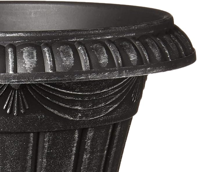 Arcadia Garden Products PL20SL Classic Traditional Plastic Urn Planter Indoor/Outdoor, 10" x 12", Brushed Silver