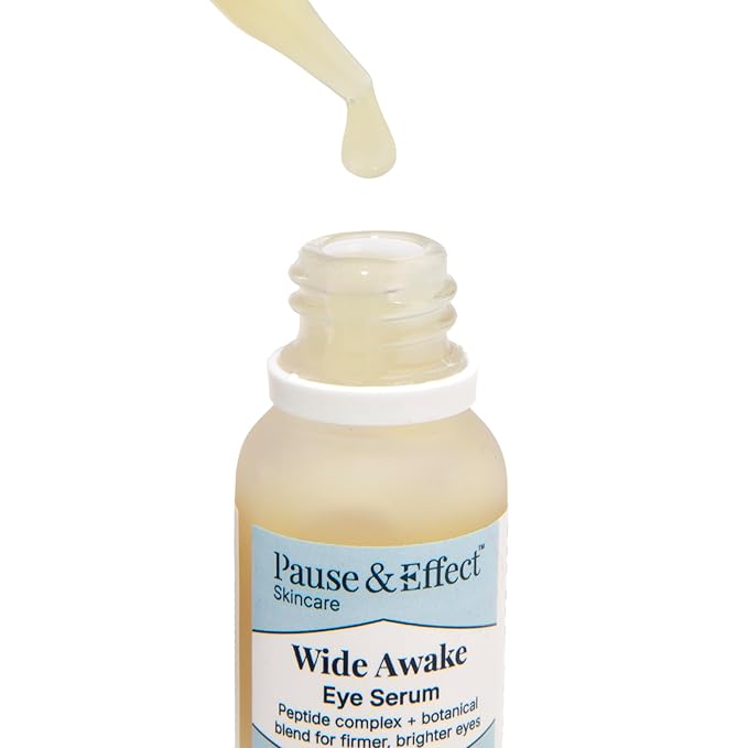 Pause & Effect Eye Serum for Menopausal Puffiness and Dark Circles, Lightweight Peptide and Ceramide Eye Treatment with Genistein and Centella for Hydration and Smoothing