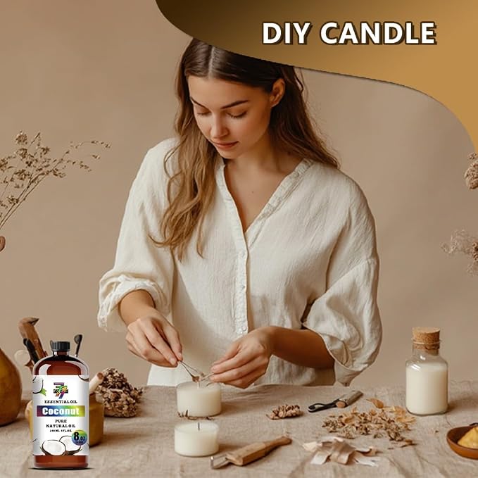 Coconut Essential Oil,for Aroma,Diffuser,DIY-8 fl oz (240 ml) | Coconut oil for bath, home, candles, soap, humidifier, gift