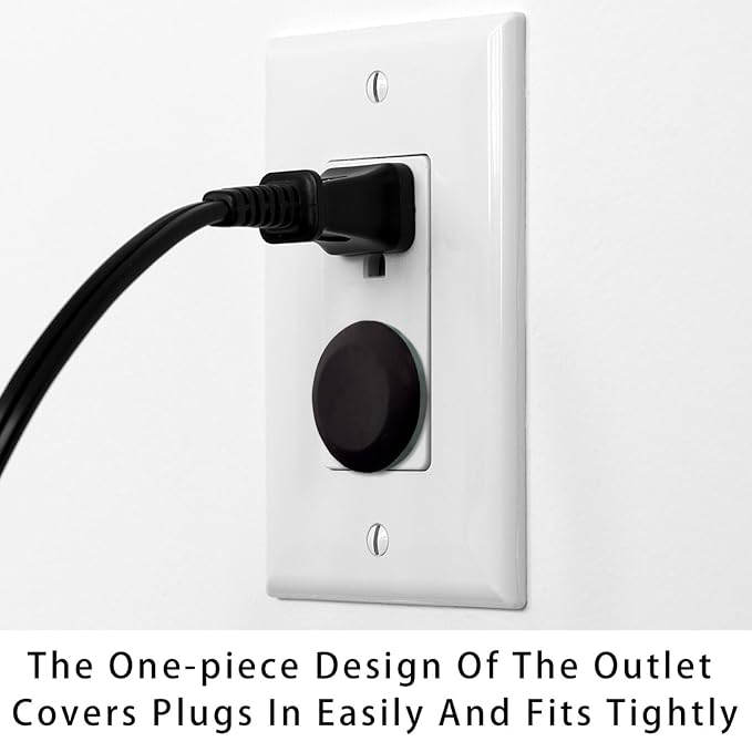 Pure Black Color Outlet Plug Covers - 12/24 Pack Safety Electrical Plug Protectors