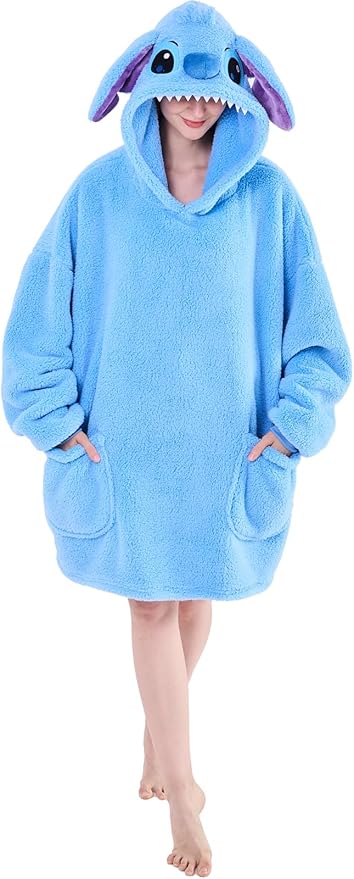 NEWCOSPLAY Wearable Blanket Hoodie Sherpa Hoodie Blanket for Women Men Warm Oversized Sweatshirt with Pockets
