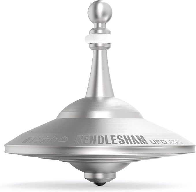 UFO Tops Rendlesham - Metal Spinning Fidget Top - Inspired by The Documented 1980 UFO Sighting in Rendlesham, England (Cosmic Silver.)