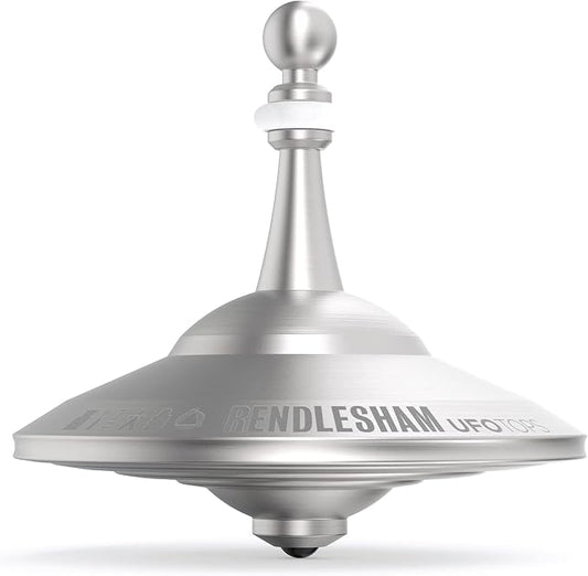 UFO Tops Rendlesham - Metal Spinning Fidget Top - Inspired by The Documented 1980 UFO Sighting in Rendlesham, England (Cosmic Silver.)