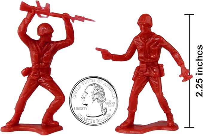 TimMee Plastic Army Men - Red 48pc Toy Soldier Figures - Made in USA