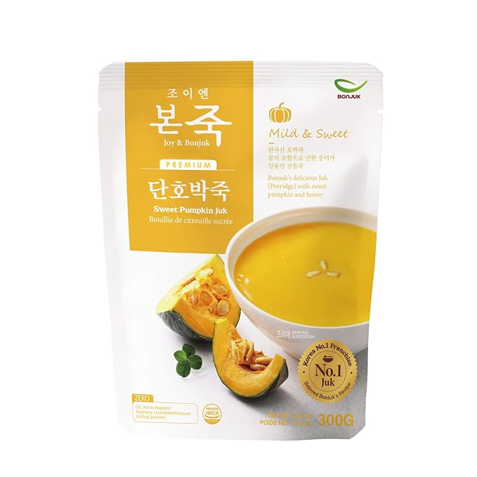 BONJUK Sweet Pumpkin (Juk) Rice Porridge - Ready to eat meal (300g), Easy to prepare porridge pouch