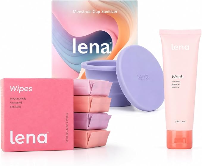 Lena Menstrual Cup Cleaner Kit - Period Cups & Disc Wash, Wipes, Sanitizer