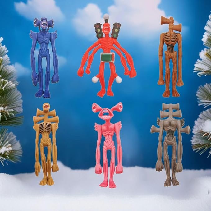 6 PCS Siren Head Toys Action Figure Horror Model Doll Gift for Kids Birthday Halloween Christmas Party Toys (6 PCS)