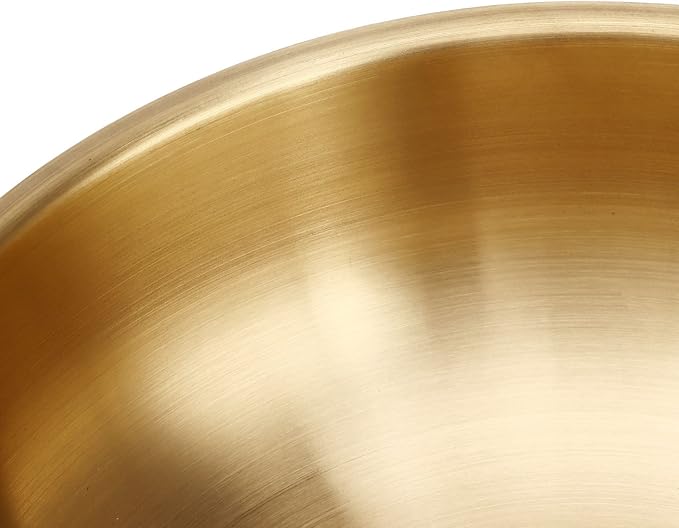 BestAlice Economy Mixing Bowl Gold Korean Ramen Noodle Pot with Handles Stainless Steel Everyday Pan Portable Kitchen Cooking Pot for Household(Inner diameter 26cm)