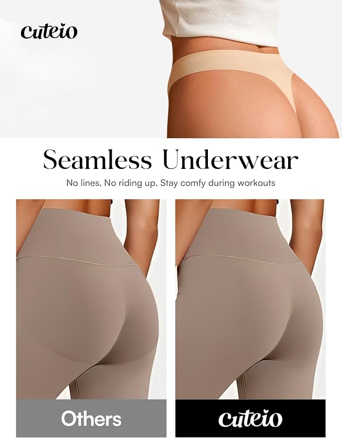 3-Pack Camel Toe Underwear for Women - XS-XL Seamless No Show Thong Panty Liners Tangas, Comfortable G-Strings for Gym
