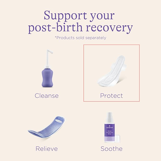 Lansinoh Postpartum Maxi Pads Bundle, 40 Count, Heavy Absorbency Overnight Pads with Wings, Includes 2 Sizes for Extra Protection, Postpartum Essentials