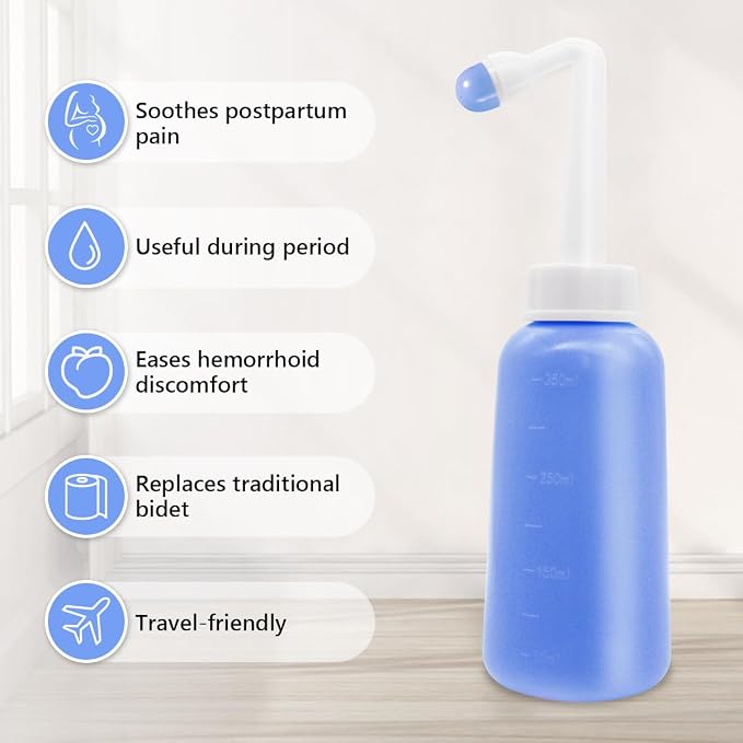 Peri Bottle for Postpartum Care,12 OZ Perineal Bottle Postpartum Essentials Upside Down Peri Bottle for Perineal Recovery and Cleansing After Birth (Purple)