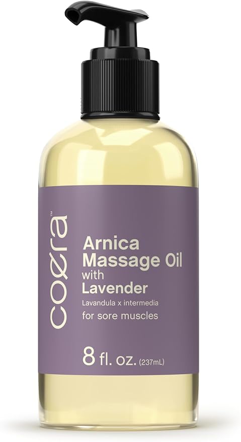 Coera Arnica Massage Oil | 8 fl oz | with Lavender, Sunflower, and Olive Oil | Great for Sore Muscles | Free of Parabens, SLS, & Fragrances